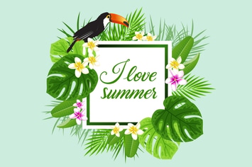 Summer Background with Toucan Bird