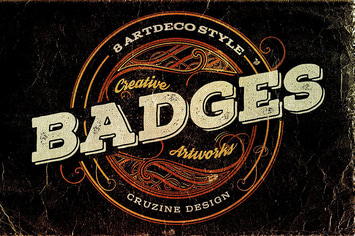 8 Artdeco Style Badges