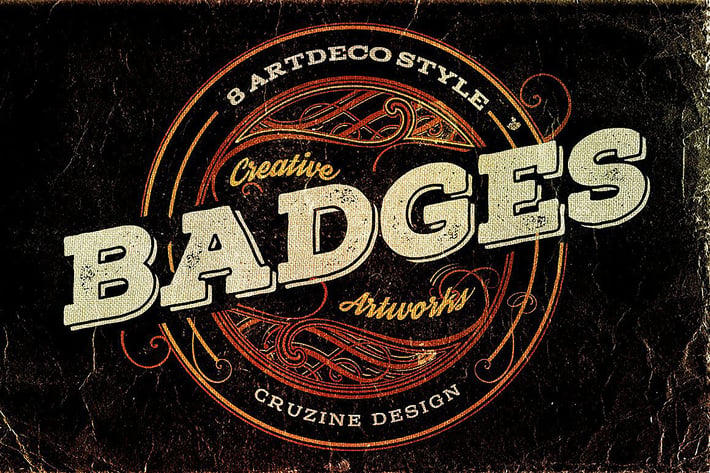 8 Artdeco Style Badges