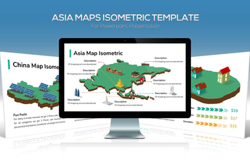 Asia Maps Isometric & Legends For Powerpoint