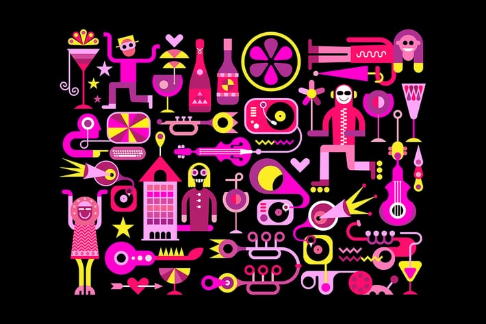 Festive City Vector Illustration (horizontal)
