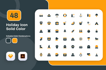 Holiday Solid Color Icon Set
