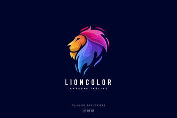 Lion Head Colorful Logo