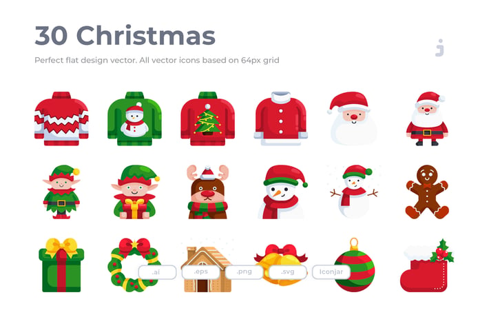 30 Christmas Icons - Flat