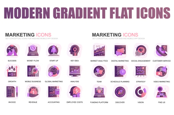 Modern Set Gradient Flat Icons