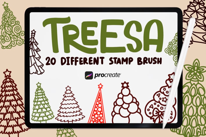 Treesa - 20 Stamp Brush Procreate