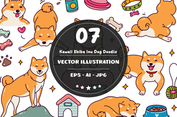 Kawaii Shiba Inu Dog Doodle Set