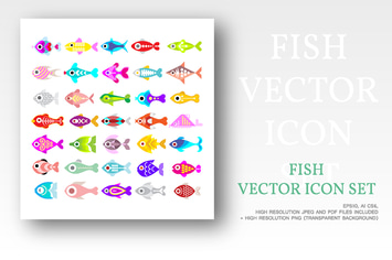 Fish vector icon set