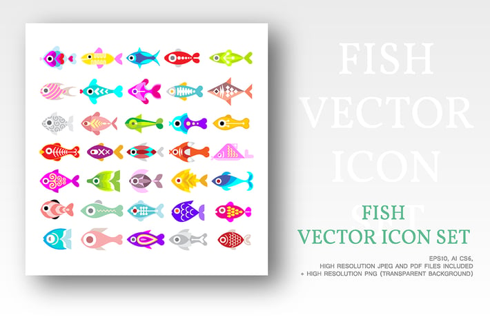 Fish vector icon set