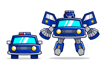 Cartoon Police car robot transform
