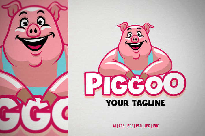 Cartoon Pig Mascot Logo