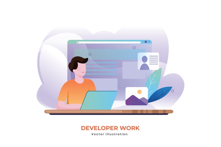 Developer work vector illustration