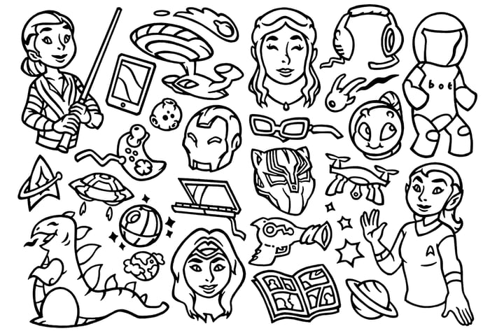 27 Nerd Culture - Scifi Movie Doodles Clipart