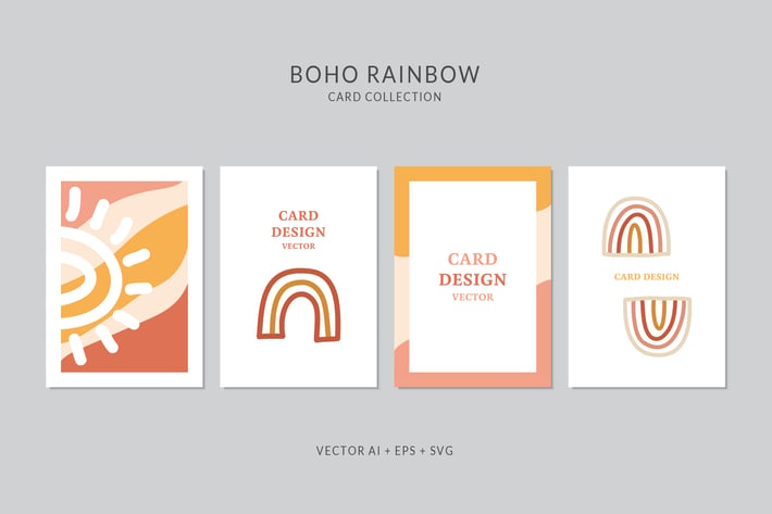 Rainbow Card Vector Set