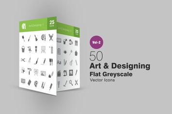 50 Art & Designing Greyscale Icons