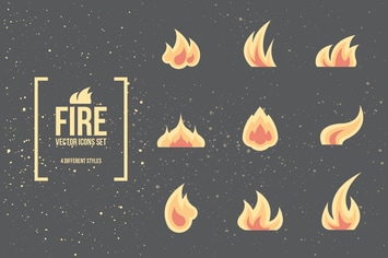 Fire and Flames. Vector Icons.