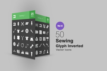 50 Sewing Glyph Inverted Icons