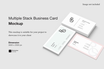 Multiple Stack Business Card Mockup