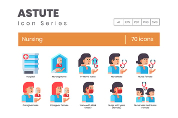 70 Nursing Flat Icons