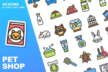 Pet Shop Color Icons