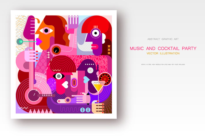 Concert and Cocktail Party vector illustration