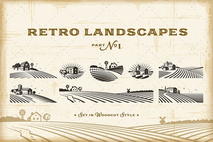 Retro Landscapes Set 1