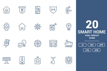 Flat line icons design - Smart Home