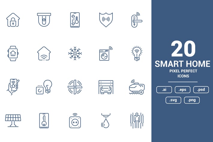 Flat line icons design - Smart Home