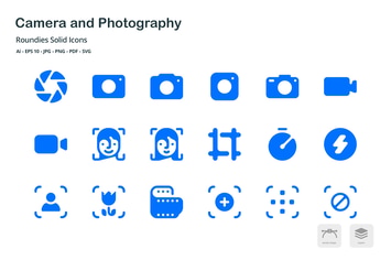 Camera and Photography Roundies Solid Glyph Icons