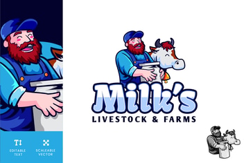 Milks Livestock And Farms Logo Illustration Vector