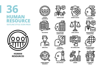 Human Resource Outline Style Icon Set