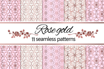 Rose Gold Geometric Floral Patterns