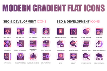 Modern Set Gradient Flat Icons