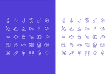 Simple Vector Camping Icons Set