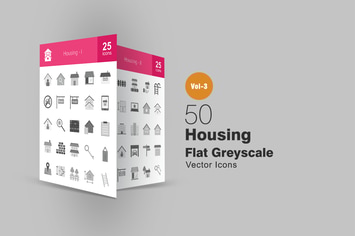 50 Housing Greyscale Icons