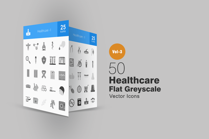 50 Healthcare Greyscale Icons