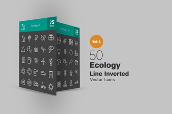 50 Ecology Line Inverted Icons