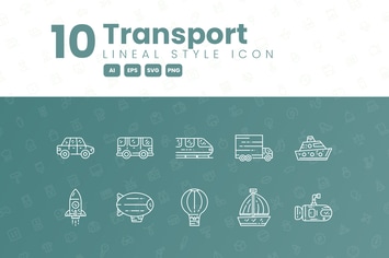 10 Transport Detailed Icon Collection
