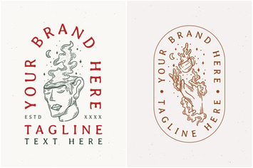 vintage line art coffee design