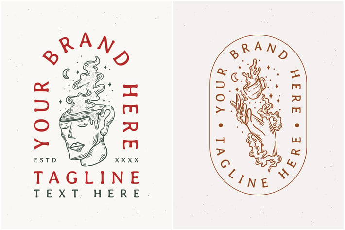 vintage line art coffee design