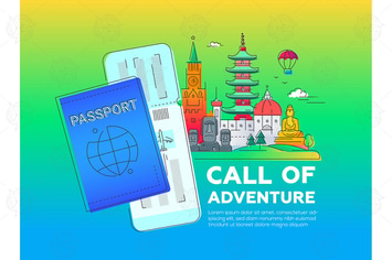 Call of adventure - vector travel illustration