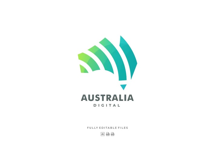 Australian Continent Gradient Colorful Logo