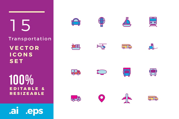 15 Transportation vector icons