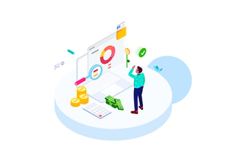 Track Financial Costs Isometric Illustration - FV 
