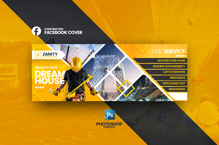 Zanity - Construction Facebook Cover Template