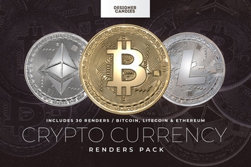 Cryptocurrency Renders: Bitcoin Litecoin Ethereum