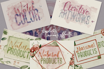 5 Watercolor Text or Shape Effect Templates