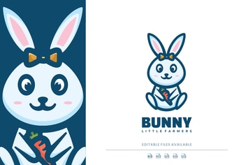 Cute Bunny Cartoon Logo