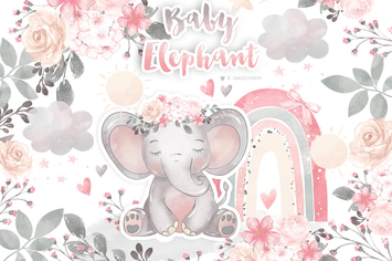 Watercolor Baby Elephant design