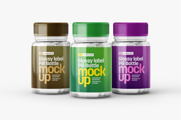 Transparent Pill Bottle Mockup